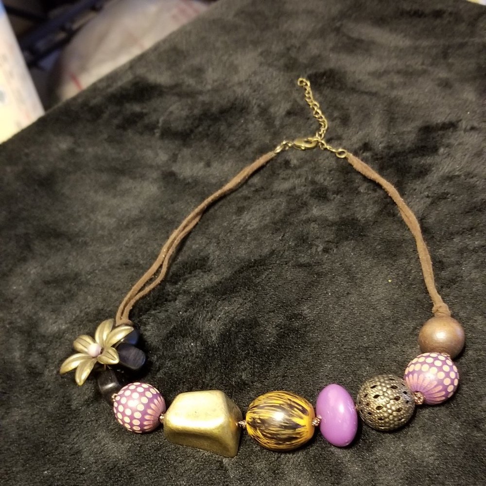 Funky Mixed Media Lavendar Roped Necklace